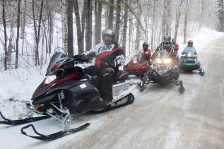 Some of the snowmobilers who rode the recently cleared trails near Snow Road even though the 2nd annual Ride for Dad, which was scheduled for February 27, had to be canceled due to dangerous conditions.